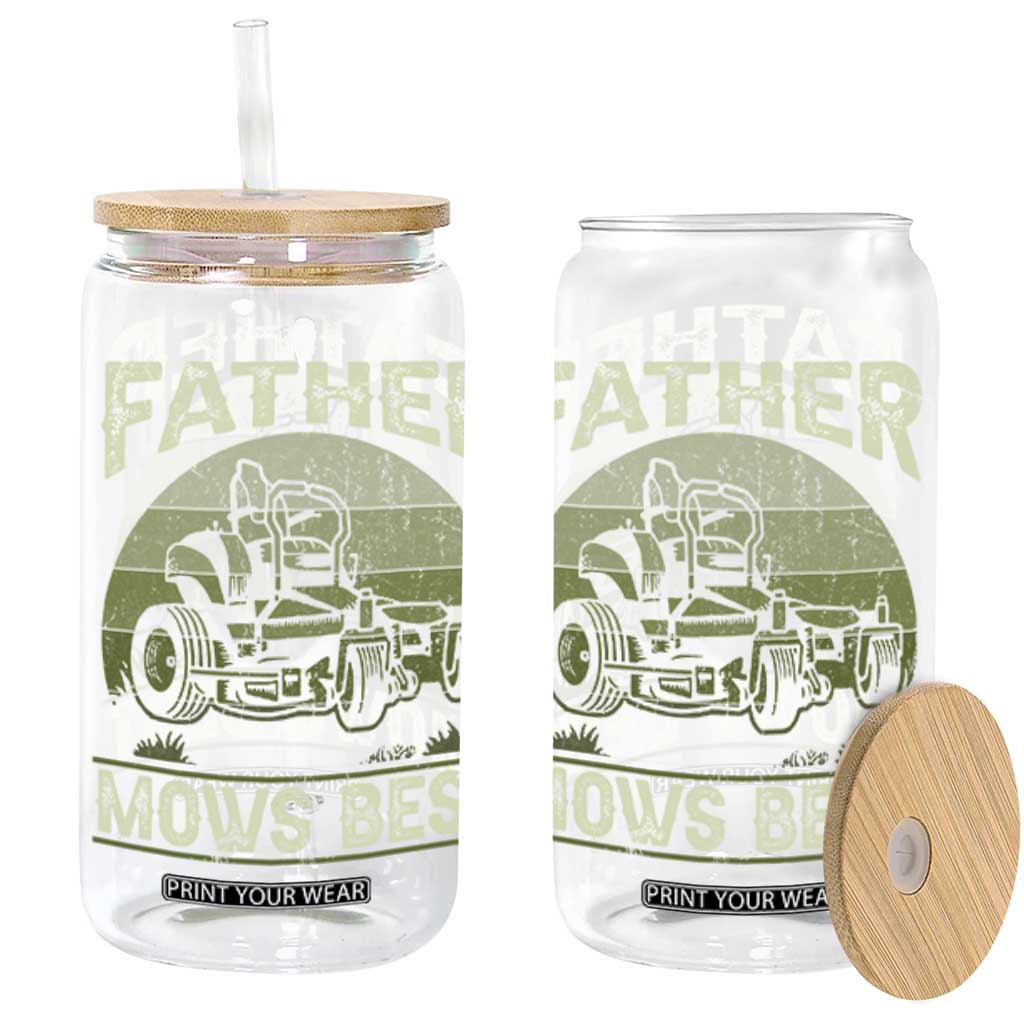 Father Mows Best Glass Can Lawn Mower Mowing Dad Retro Father's Day Gift TS10 Black Print Your Wear