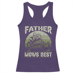 Father Mows Best Racerback Tank Top Lawn Mower Mowing Dad Retro Father's Day Gift TS10 Purple Print Your Wear