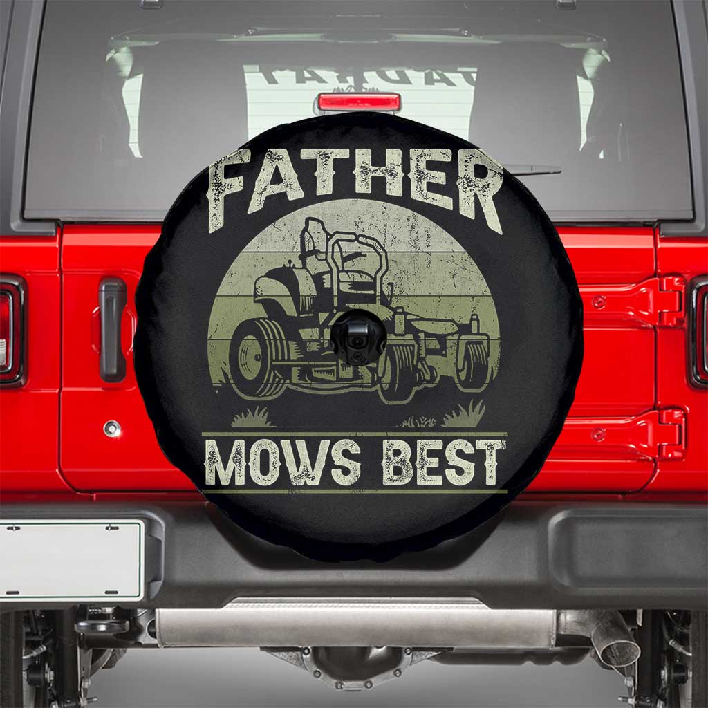 Father Mows Best Spare Tire Cover Lawn Mower Mowing Dad Retro Father's Day Gift TS10 Black Print Your Wear
