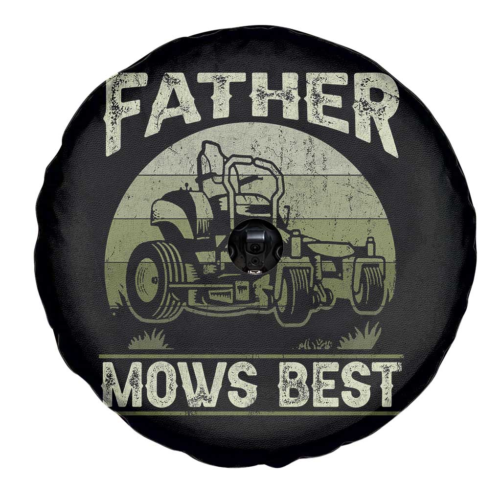 Father Mows Best Spare Tire Cover Lawn Mower Mowing Dad Retro Father's Day Gift TS10 Print Your Wear