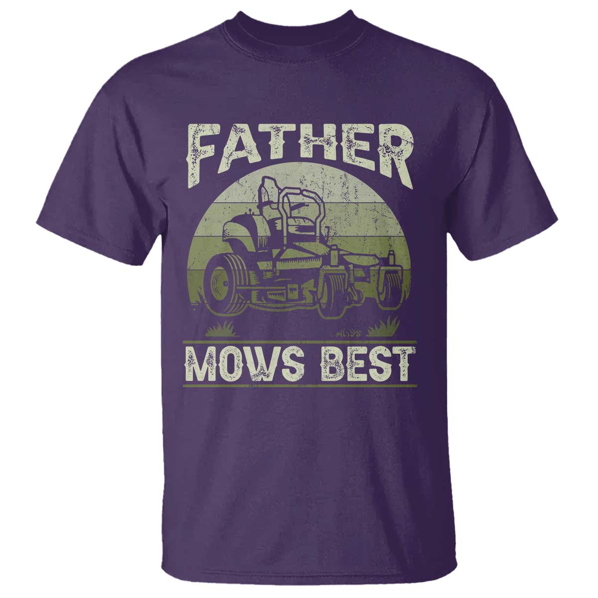Father Mows Best T Shirt Lawn Mower Mowing Dad Retro Father's Day Gift TS10 Purple Print Your Wear