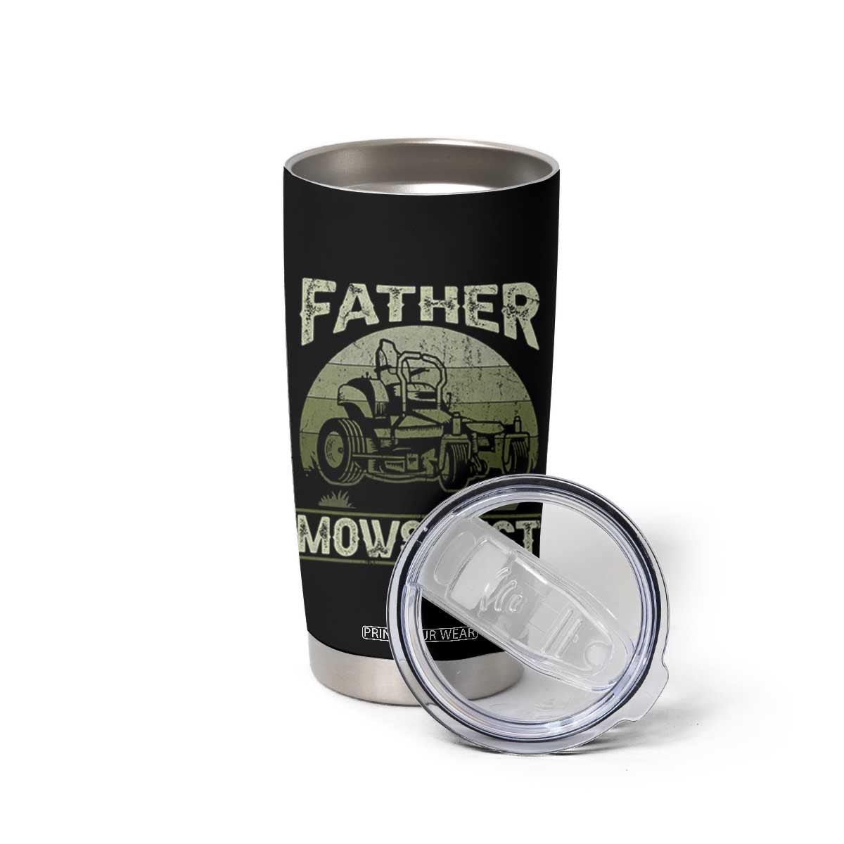 Father Mows Best Tumbler Cup Lawn Mower Mowing Dad Retro Father's Day Gift TS10 Print Your Wear