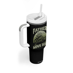 Father Mows Best Tumbler With Handle Lawn Mower Mowing Dad Retro Father's Day Gift TS10 Print Your Wear