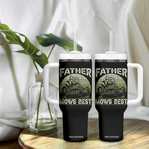 Father Mows Best Tumbler With Handle Lawn Mower Mowing Dad Retro Father's Day Gift TS10 Print Your Wear