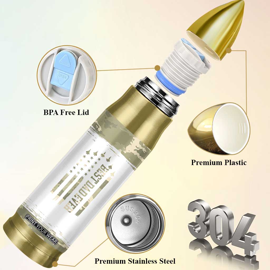 Fathers Day Dad Bullet Tumbler Best Dad Ever Camo American Flag USA Camouflage TB10 Print Your Wear