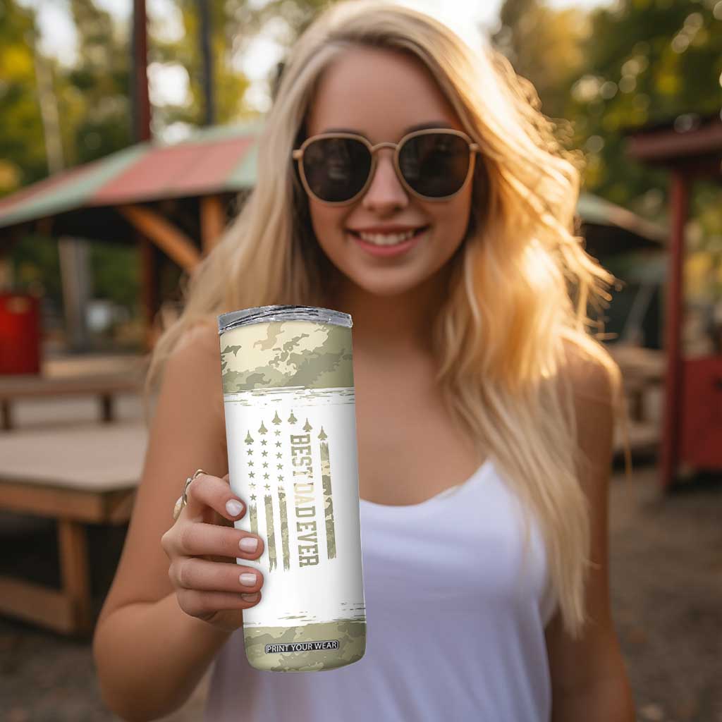 Fathers Day Dad Skinny Tumbler Best Dad Ever Camo American Flag USA Camouflage TB10 Print Your Wear
