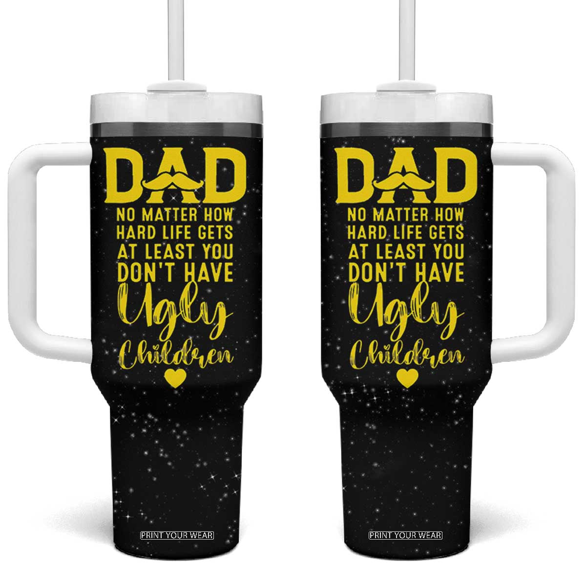 Fathers Day Dad Tumbler With Handle from Daughter Son Wife for Papa Stepdad Galaxy TB10 One Size: 40 oz Black Print Your Wear