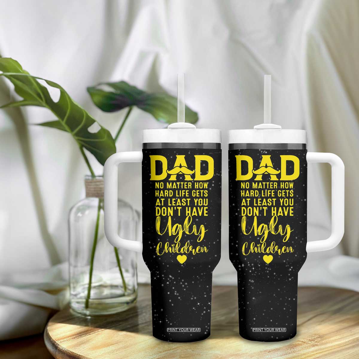 Fathers Day Dad Tumbler With Handle from Daughter Son Wife for Papa Stepdad Galaxy TB10 Print Your Wear