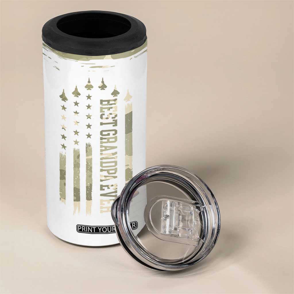 Fathers Day Grandpa 4 in 1 Can Cooler Tumbler Best Grandpa Ever Grandfather Camo American Flag USA TB10 Print Your Wear