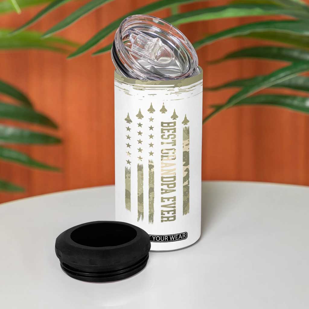 Fathers Day Grandpa 4 in 1 Can Cooler Tumbler Best Grandpa Ever Grandfather Camo American Flag USA TB10 Print Your Wear