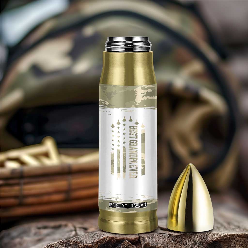 Fathers Day Grandpa Bullet Tumbler Best Grandpa Ever Grandfather Camo American Flag USA TB10 Print Your Wear