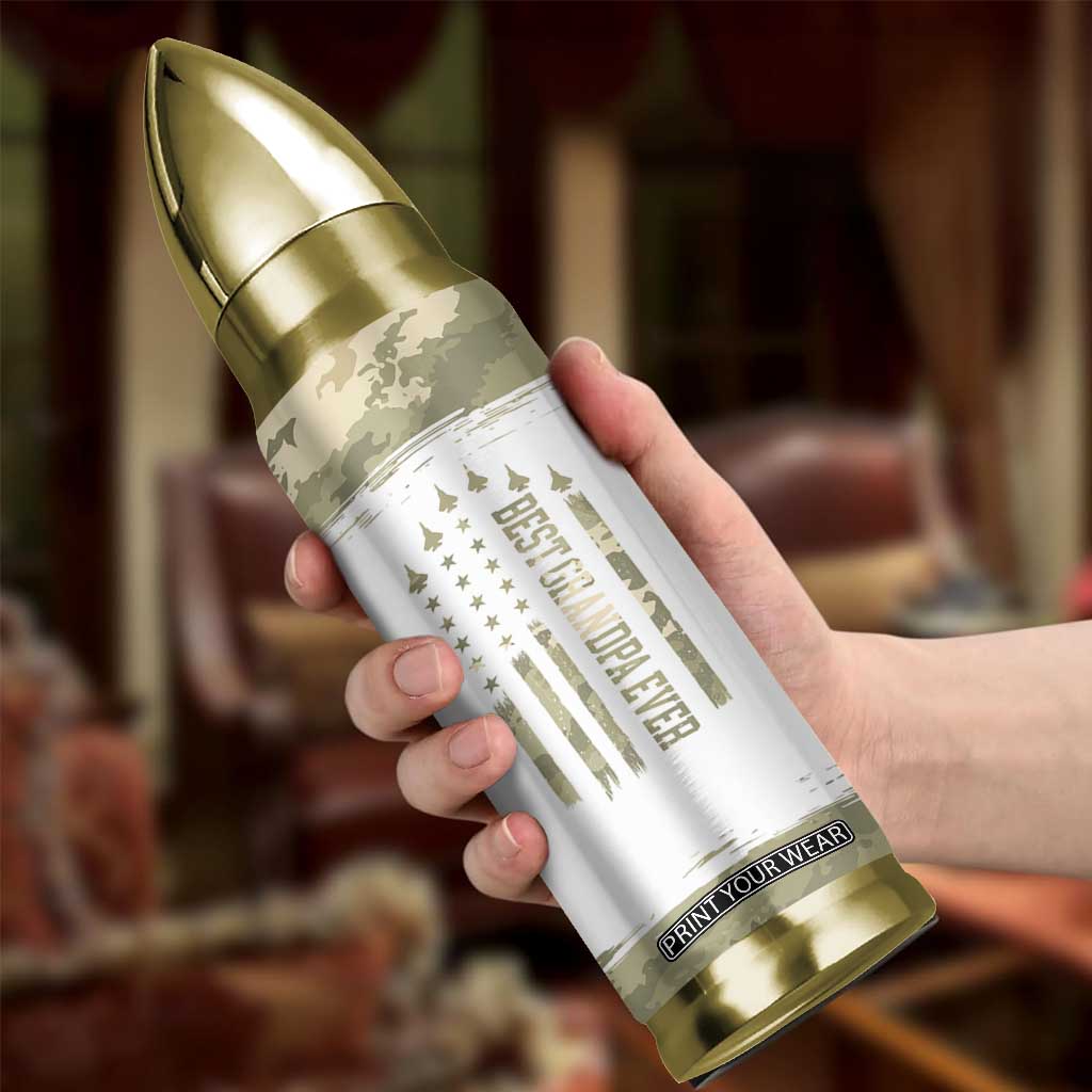 Fathers Day Grandpa Bullet Tumbler Best Grandpa Ever Grandfather Camo American Flag USA TB10 Print Your Wear