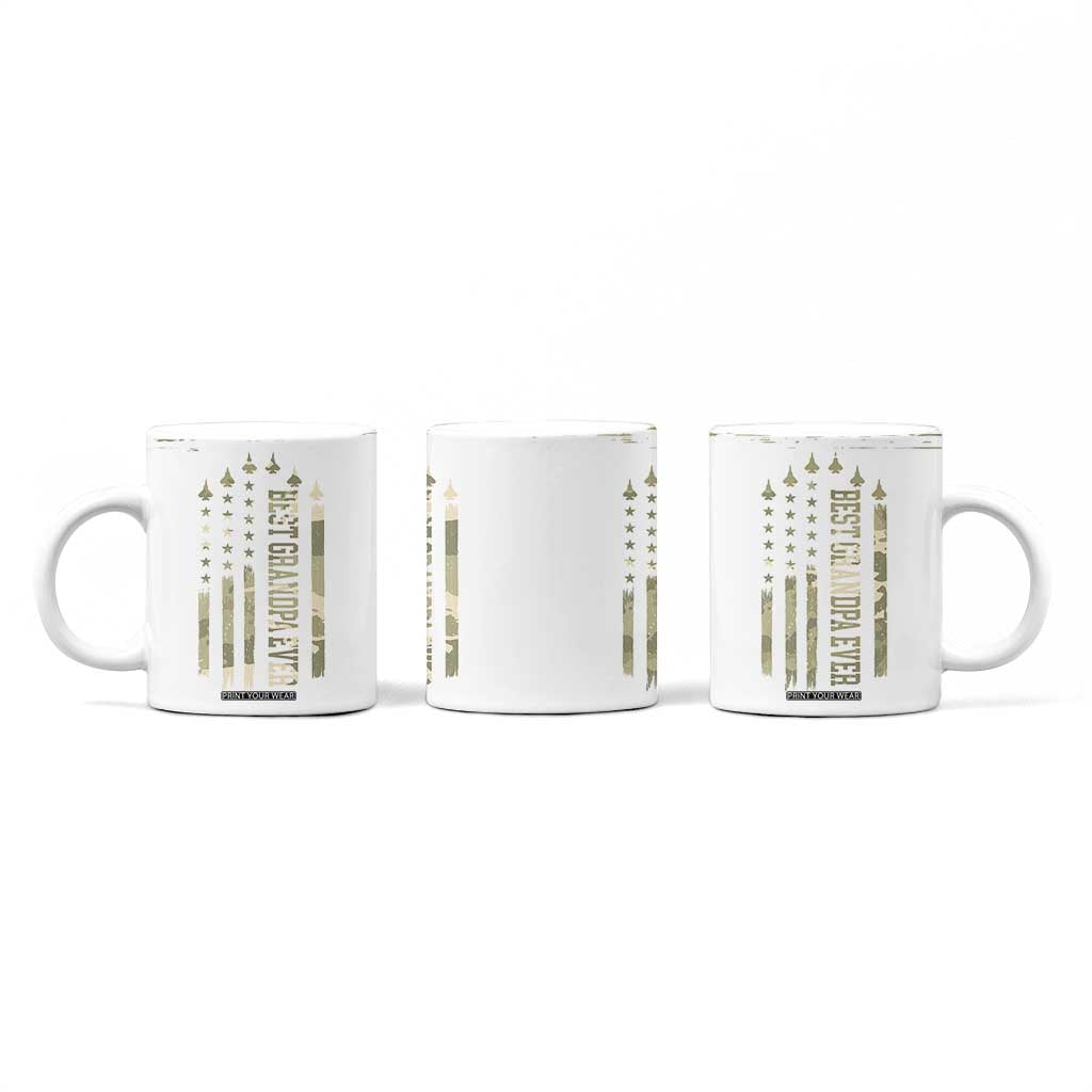 Fathers Day Grandpa Coffee Mug Best Grandpa Ever Grandfather Camo American Flag USA TB10 Print Your Wear