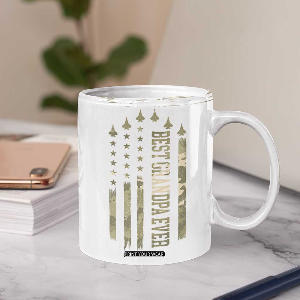 Fathers Day Grandpa Coffee Mug Best Grandpa Ever Grandfather Camo American Flag USA TB10 Print Your Wear
