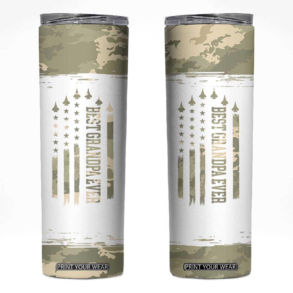 Fathers Day Grandpa Skinny Tumbler Best Grandpa Ever Grandfather Camo American Flag USA TB10 Camo Print Your Wear