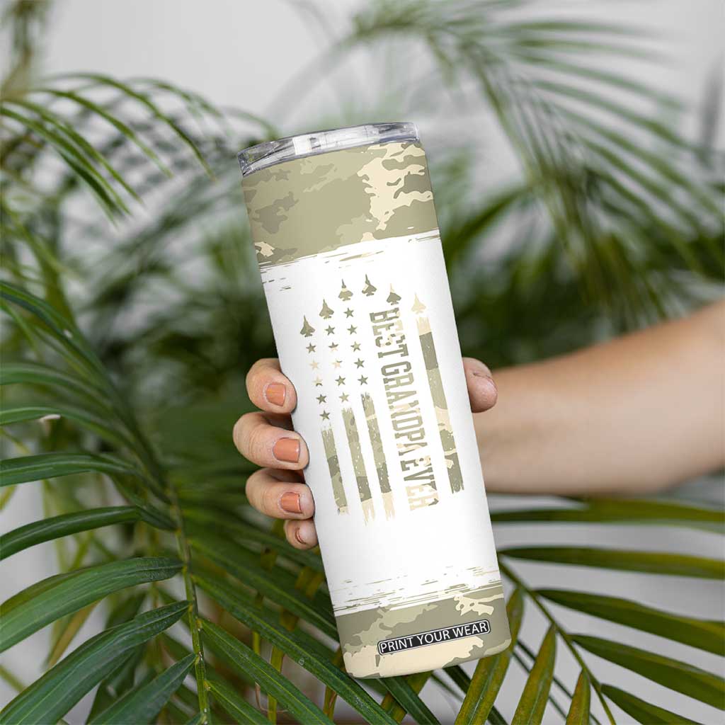 Fathers Day Grandpa Skinny Tumbler Best Grandpa Ever Grandfather Camo American Flag USA TB10 Print Your Wear