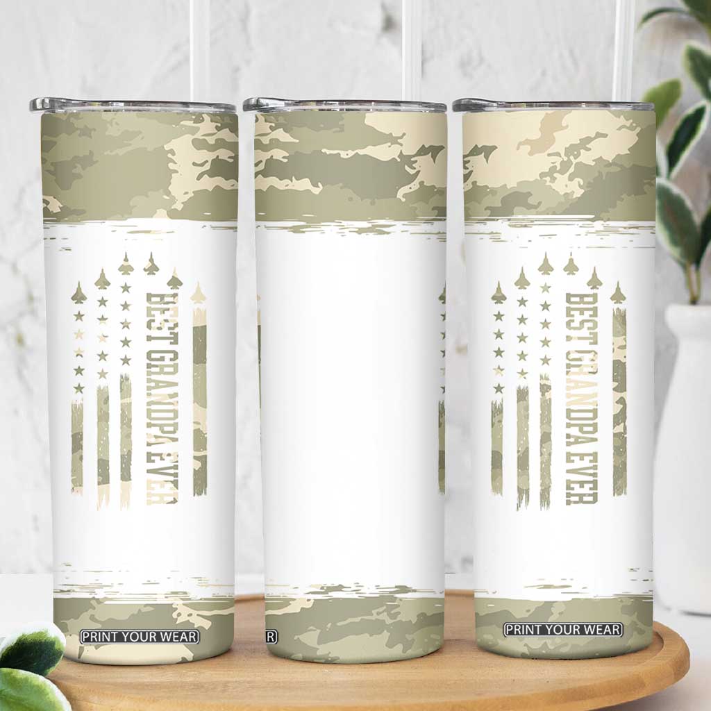 Fathers Day Grandpa Skinny Tumbler Best Grandpa Ever Grandfather Camo American Flag USA TB10 Print Your Wear