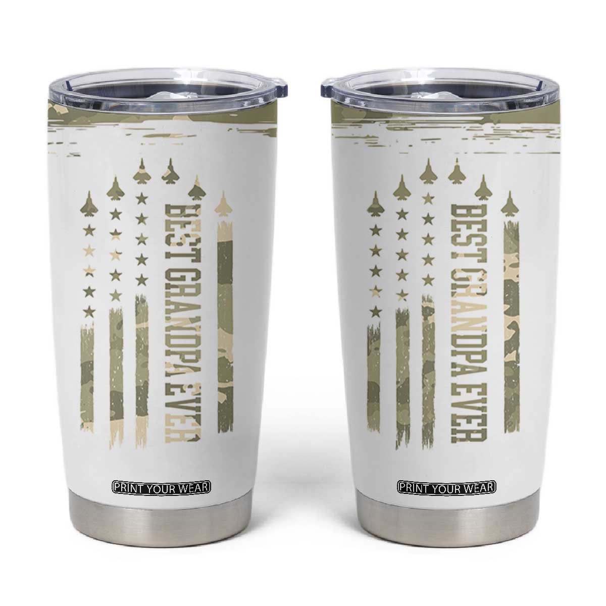 Fathers Day Grandpa Tumbler Cup Best Grandpa Ever Grandfather Camo American Flag USA TB10 Camo Print Your Wear