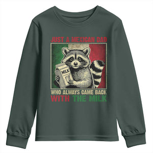 Fathers Day Mexican Dad Youth Sweatshirt A Dad Who Always Came Back With The Milk Mexico Flag TS10 Dark Forest Green Print Your Wear