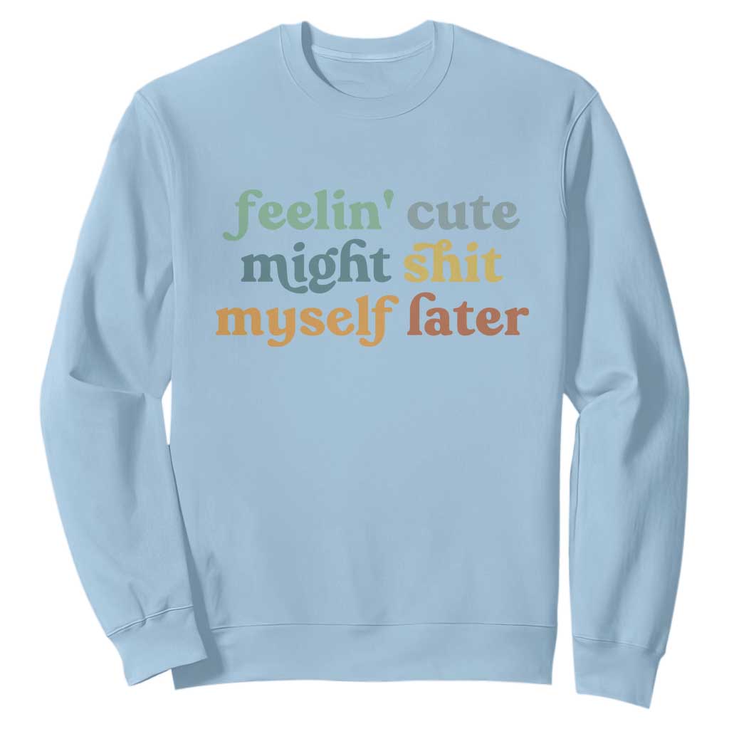 Feeling Cute Might Shit Myself Later Sweatshirt Funny Newborn Gift TS10 Light Blue Print Your Wear