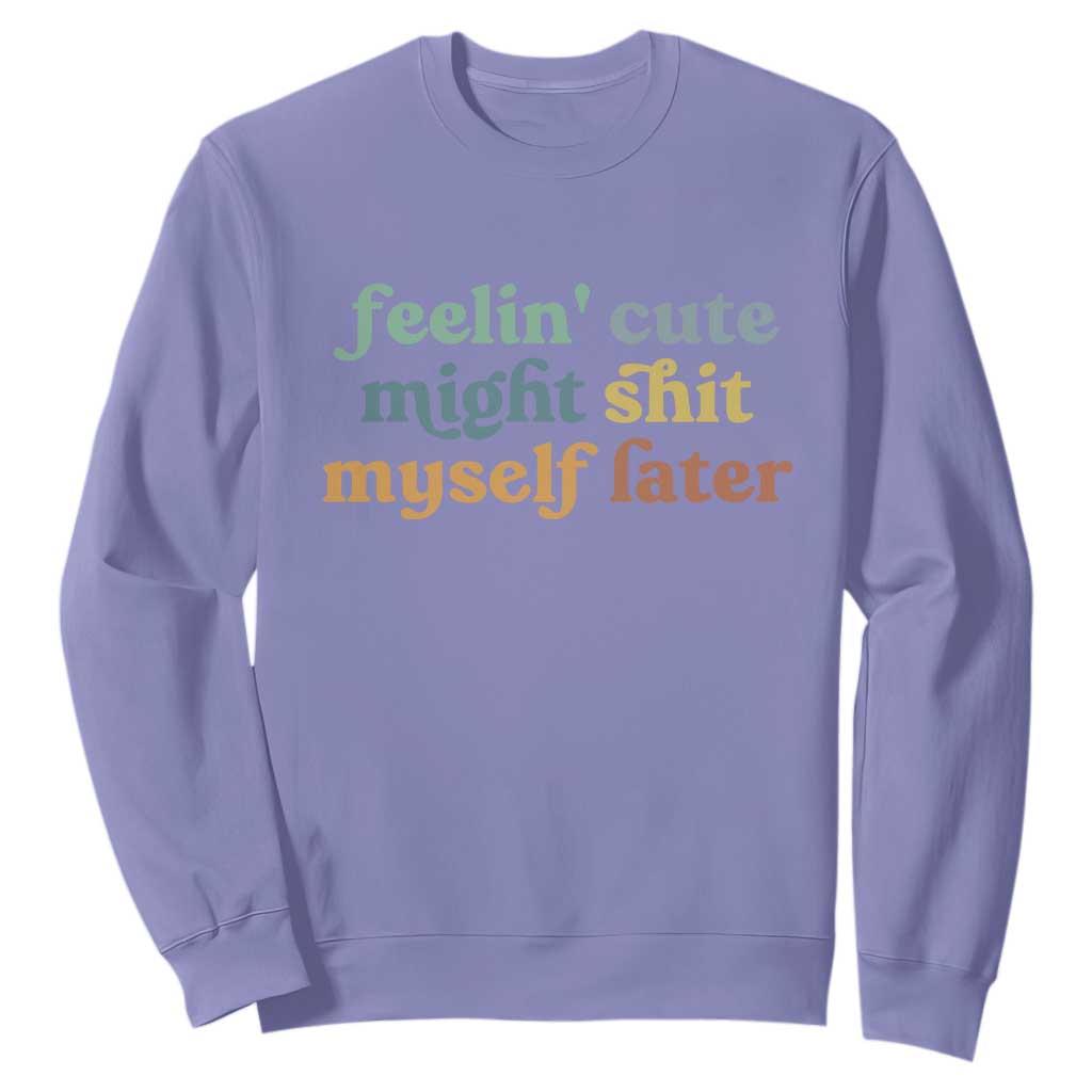 Feeling Cute Might Shit Myself Later Sweatshirt Funny Newborn Gift TS10 Violet Print Your Wear