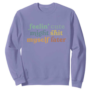 Feeling Cute Might Shit Myself Later Sweatshirt Funny Newborn Gift TS10 Violet Print Your Wear