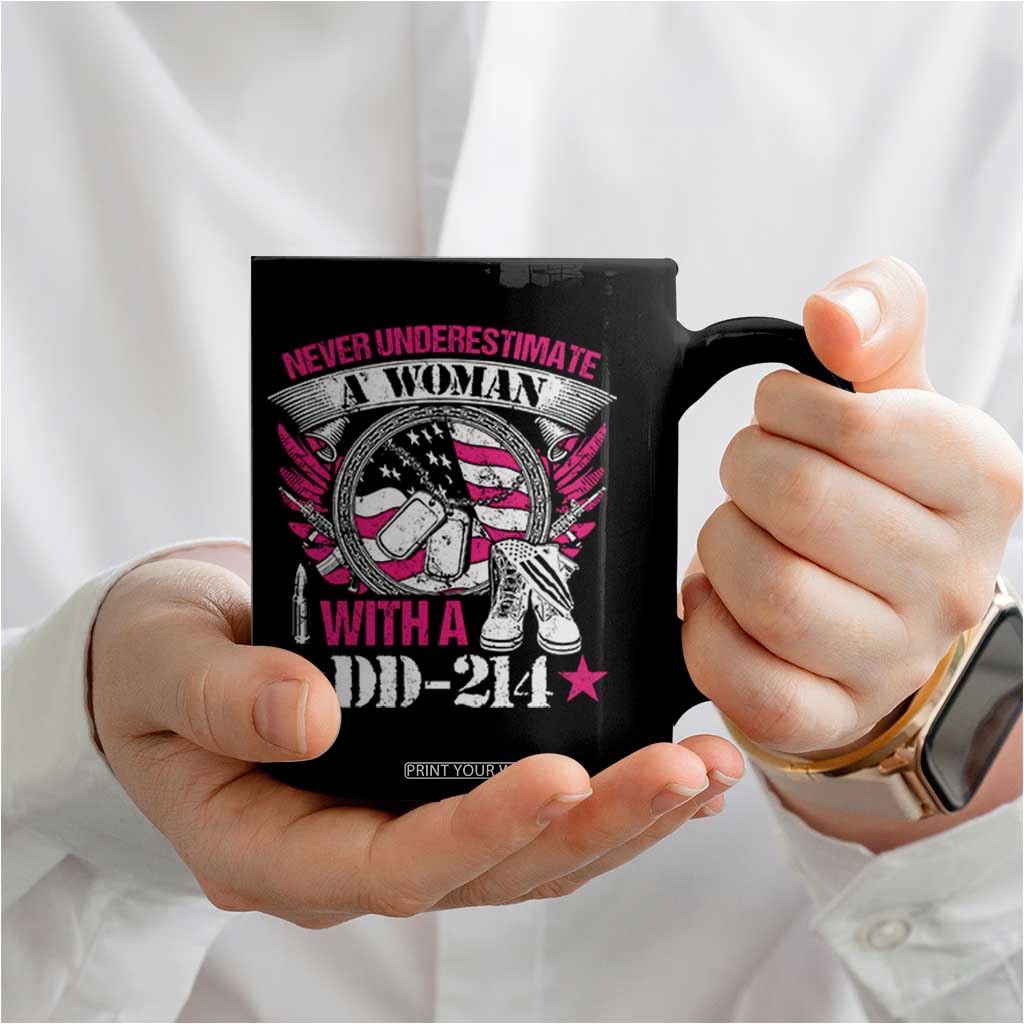 Female Veteran Coffee Mug Never Underestimate A Woman With DD214 US Military TS02 Print Your Wear