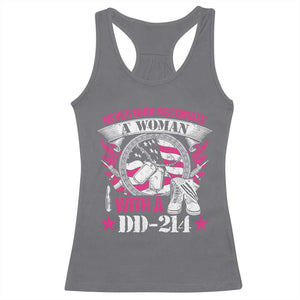Female Veteran Racerback Tank Top Never Underestimate A Woman With DD214 US Military TS02 Charcoal Print Your Wear
