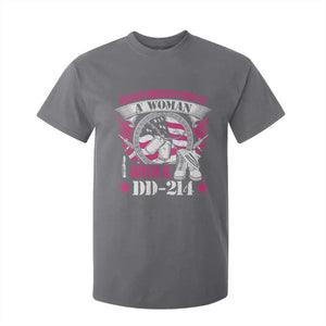 Female Veteran T Shirt For Kid Never Underestimate A Woman With DD214 US Military TS02 Charcoal Print Your Wear