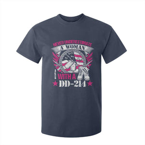 Female Veteran T Shirt For Kid Never Underestimate A Woman With DD214 US Military TS02 Navy Print Your Wear