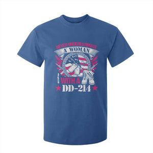Female Veteran T Shirt For Kid Never Underestimate A Woman With DD214 US Military TS02 Royal Blue Print Your Wear