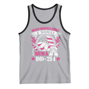 Female Veteran Tank Top Never Underestimate A Woman With DD214 US Military TS02 Athletic Heather Black Print Your Wear