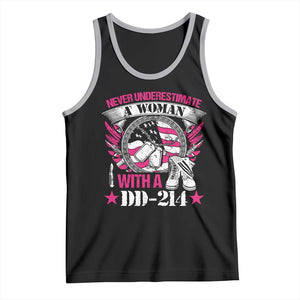 Female Veteran Tank Top Never Underestimate A Woman With DD214 US Military TS02 Black Athletic Heather Print Your Wear