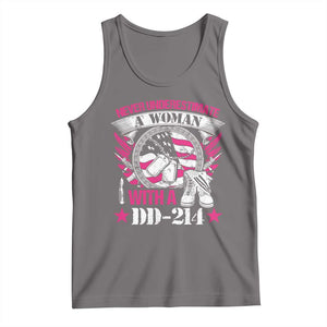 Female Veteran Tank Top Never Underestimate A Woman With DD214 US Military TS02 Deep Heather Print Your Wear