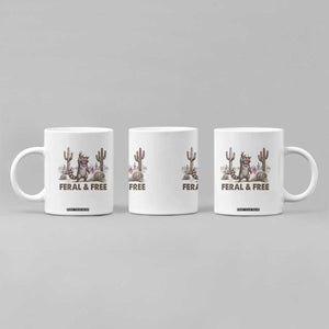 Feral & Free Raccoon Coffee Mug Funny 4th of July Cowboy Meme Retro Independence Day TS10 Print Your Wear
