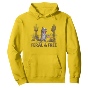 Feral & Free Raccoon Hoodie Funny 4th of July Cowboy Meme Retro Independence Day TS10 Daisy Print Your Wear