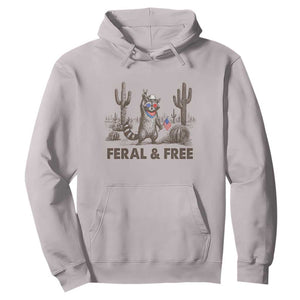 Feral & Free Raccoon Hoodie Funny 4th of July Cowboy Meme Retro Independence Day TS10 Ice Gray Print Your Wear