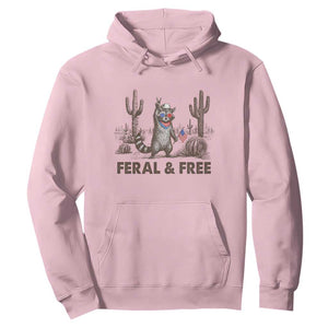 Feral & Free Raccoon Hoodie Funny 4th of July Cowboy Meme Retro Independence Day TS10 Light Pink Print Your Wear