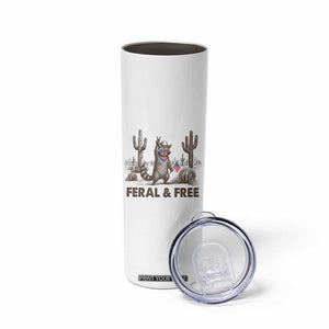 Feral & Free Raccoon Skinny Tumbler Funny 4th of July Cowboy Meme Retro Independence Day TS10 Print Your Wear