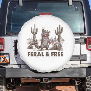 Feral & Free Raccoon Spare Tire Cover Funny 4th of July Cowboy Meme Retro Independence Day TS10 No hole White Print Your Wear