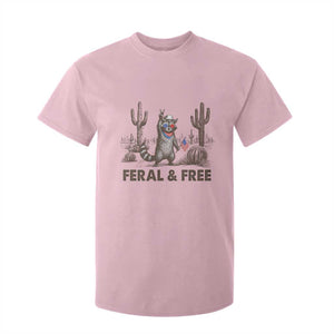 Feral & Free Raccoon T Shirt For Kid Funny 4th of July Cowboy Meme Retro Independence Day TS10 Light Pink Print Your Wear