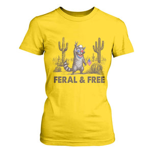 Feral & Free Raccoon T Shirt For Women Funny 4th of July Cowboy Meme Retro Independence Day TS10 Daisy Print Your Wear