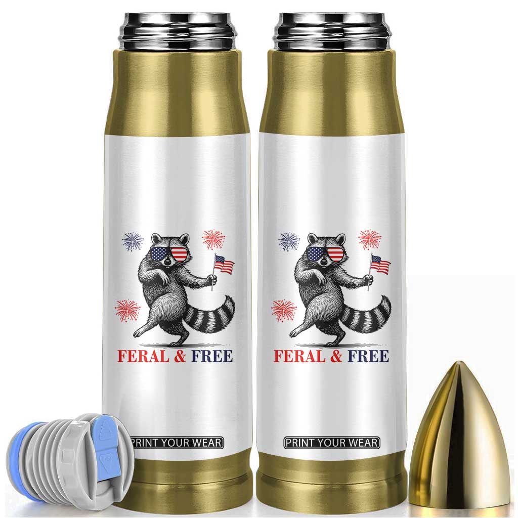 Feral and Free Dancing Raccoon Bullet Tumbler Funny 4th July Patriotic Animal US Flag and Fireworks TS02 White Print Your Wear