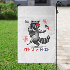 Feral and Free Dancing Raccoon Garden Flag Funny 4th July Patriotic Animal US Flag and Fireworks TS02 Print Your Wear