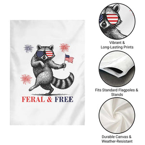 Feral and Free Dancing Raccoon Garden Flag Funny 4th July Patriotic Animal US Flag and Fireworks TS02 Print Your Wear