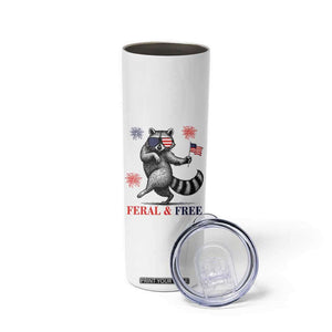 Feral and Free Dancing Raccoon Skinny Tumbler Funny 4th July Patriotic Animal US Flag and Fireworks TS02 Print Your Wear