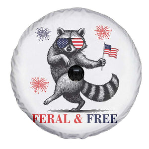 Feral and Free Dancing Raccoon Spare Tire Cover Funny 4th July Patriotic Animal US Flag and Fireworks TS02 Print Your Wear