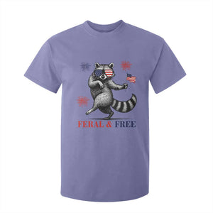 Feral and Free Dancing Raccoon T Shirt For Kid Funny 4th July Patriotic Animal US Flag and Fireworks TS02 Violet Print Your Wear