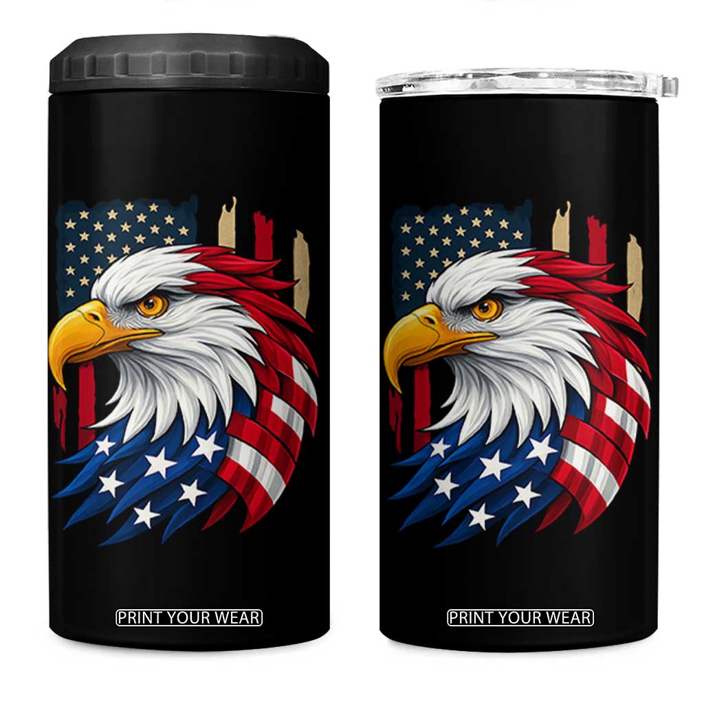 Fierce American Eagle 4 in 1 Can Cooler Tumbler Bold Patriotic 4th of July USA Freedom TS02 One Size: 16 oz Black Print Your Wear