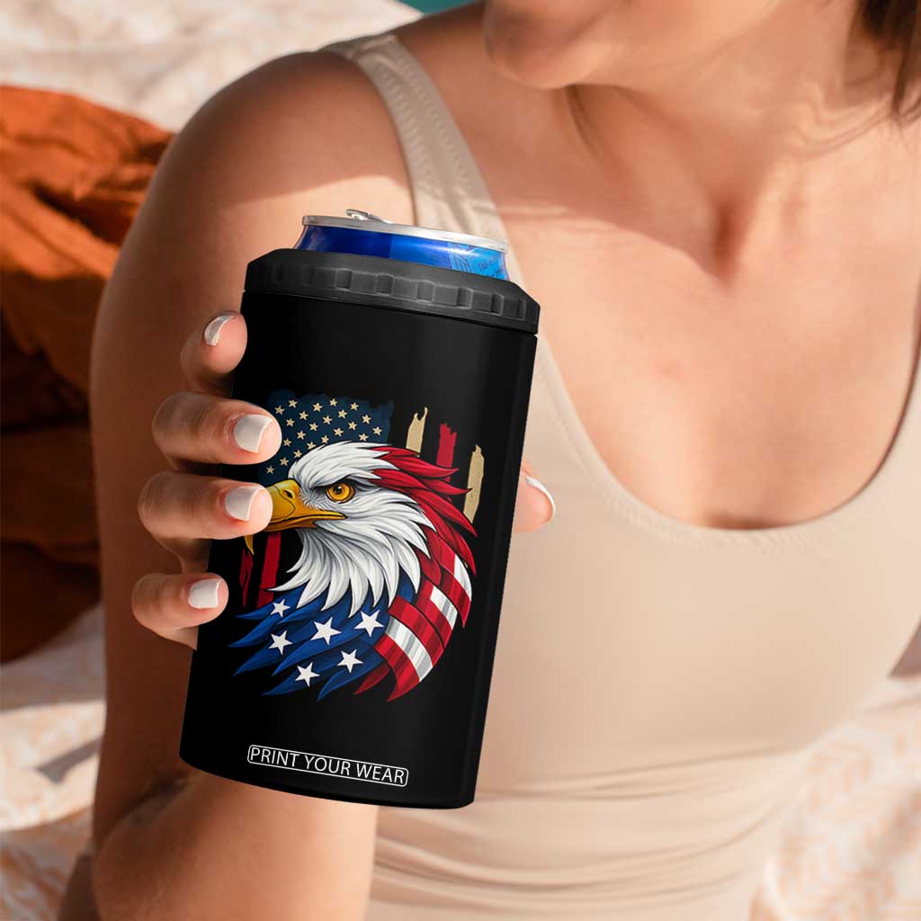 Fierce American Eagle 4 in 1 Can Cooler Tumbler Bold Patriotic 4th of July USA Freedom TS02 Print Your Wear